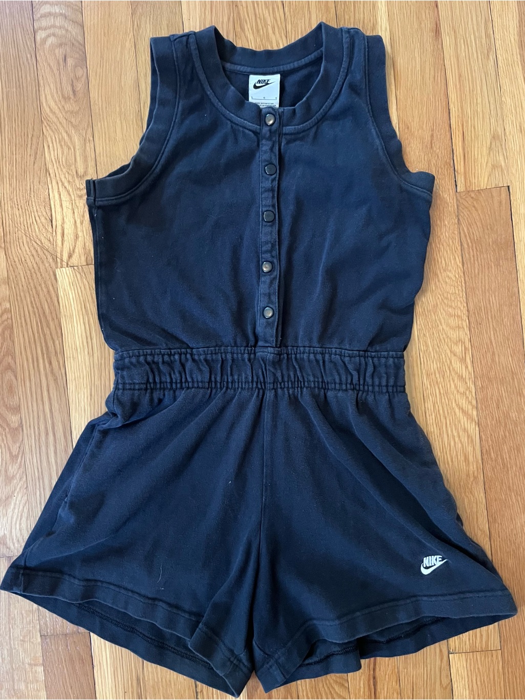 Nike Girls Size Large Black Sleeveless Short Stretchy Romper